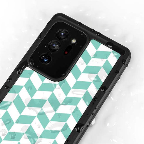 Blue White Chevron Galaxy Note20 Ultra 5G Waterproof Case